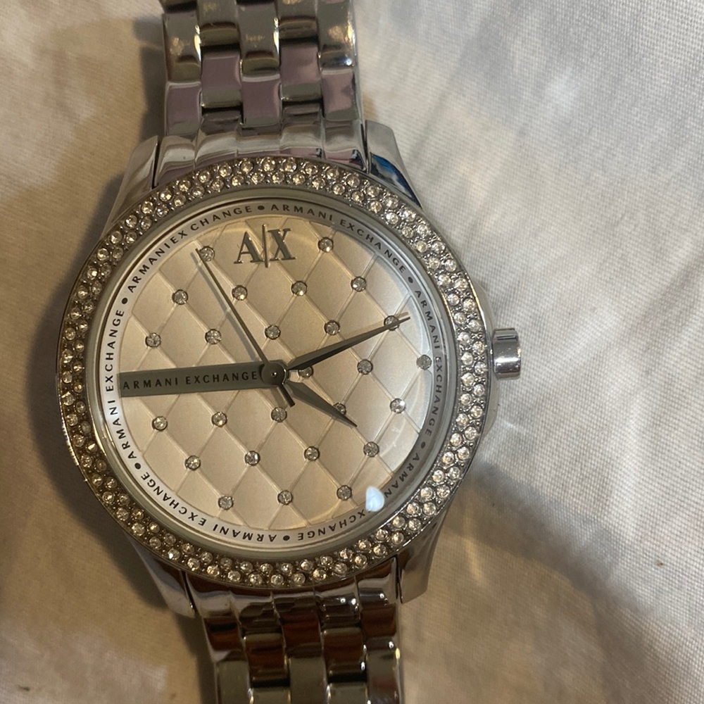 Armani Exchange Lady Hamilton Silver Quilted Dial Ladies Watch